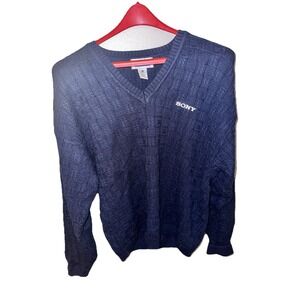 Gear For Sports Chunky Knit‎ Sweater Vintage 90s Embroidered Sony Logo Men's L